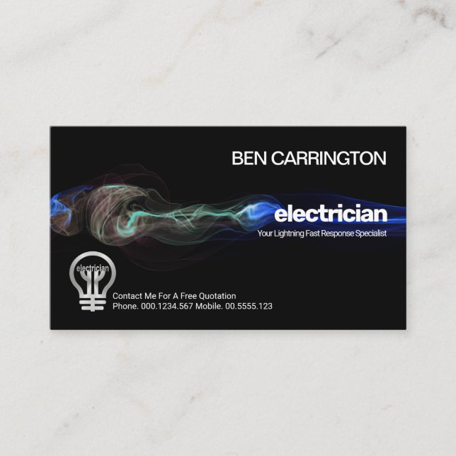 Tarjeta De Visita Impresionante luz eléctrica en huelga de luz eléct (Anverso)
