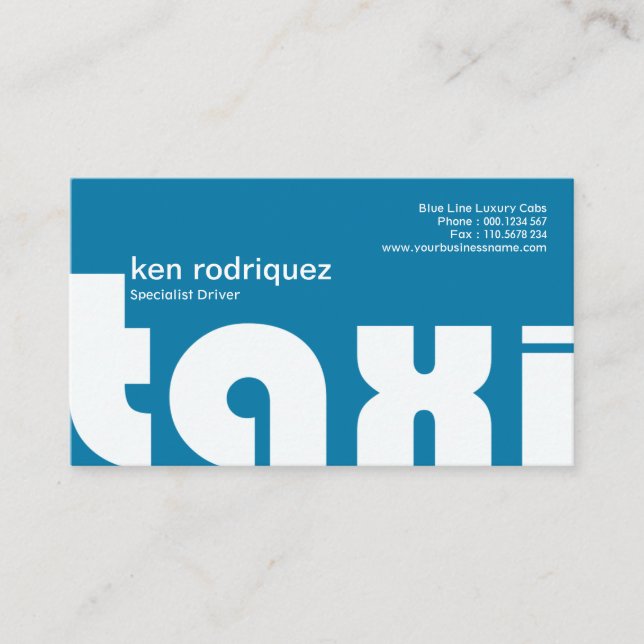 Tarjeta De Visita Impresionante negritas y brillantes letras de taxi (Anverso)