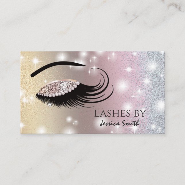 Tarjeta De Visita Impresionante ojo de maquillaje purpurinoso de dia (Anverso)