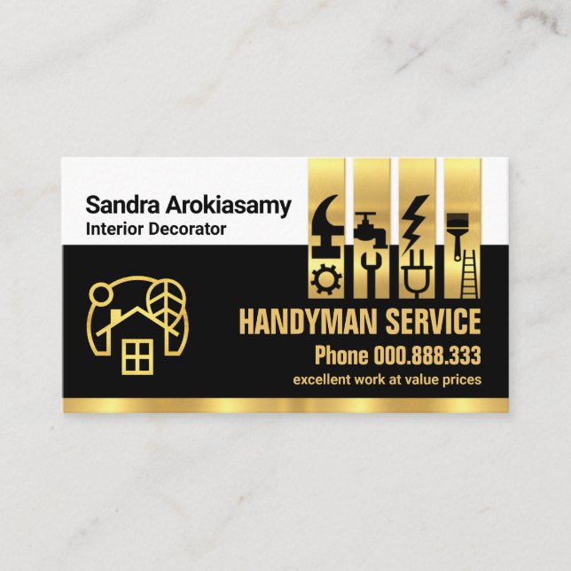 Tarjeta De Visita Impresionante pestaña Herramientas de construcción (Anverso)