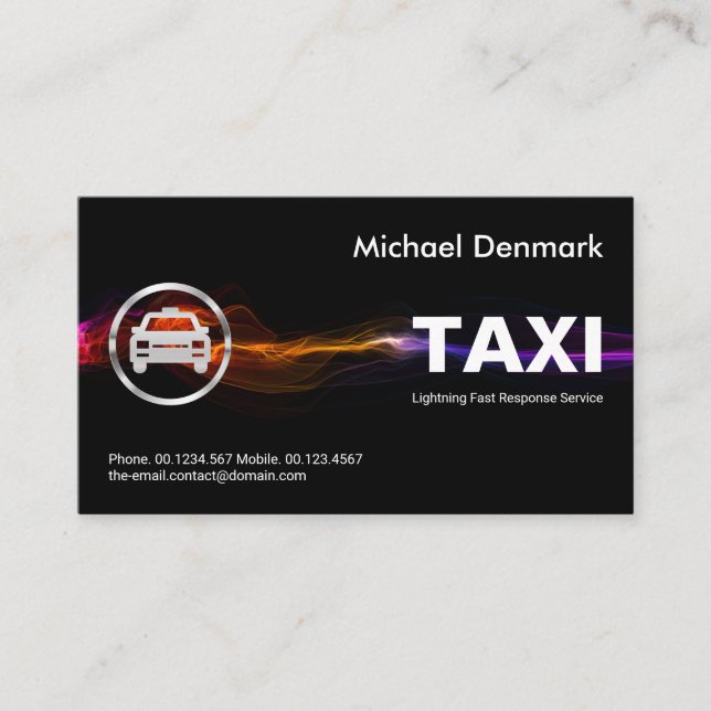 Tarjeta De Visita Impresionante Rayo Rápido Ataque Taxi Cab Driver (Anverso)