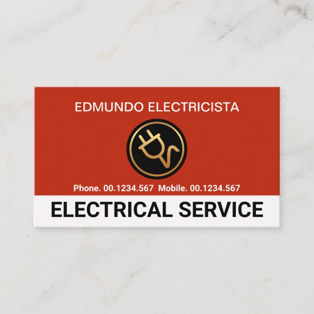 Tarjeta De Visita Impresionante servicio eléctrico de capas rojas (Anverso)