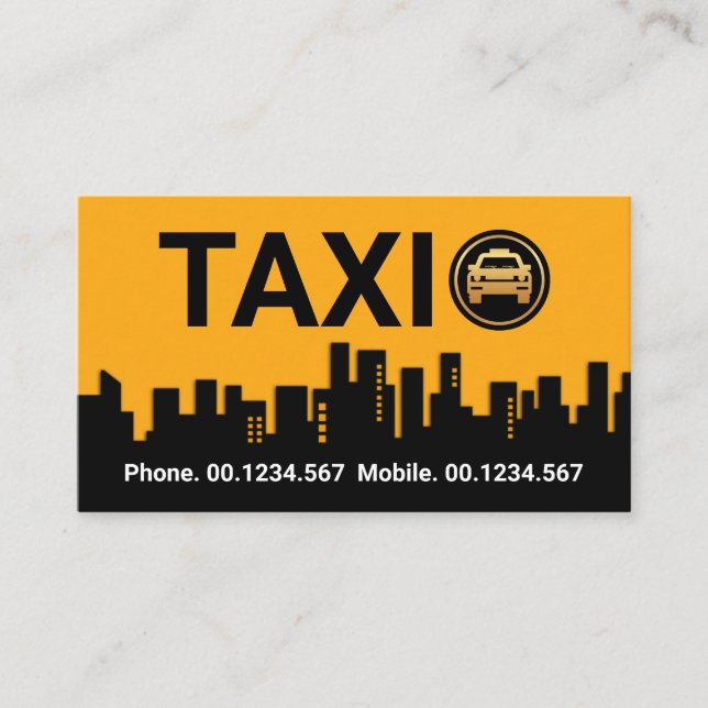 Tarjeta De Visita Impresionante silueta de construcción de taxi amar (Anverso)