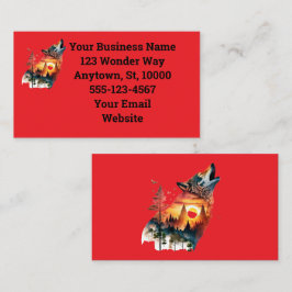 Tarjeta De Visita Impresionante Silueta Sunset Howling Wolf