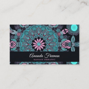 Tarjeta De Visita Impresionante Terapia de Masaje de Mandala Negra y