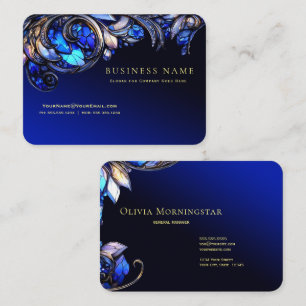 Tarjeta De Visita Impresionante vidrio teñido de oro y azul