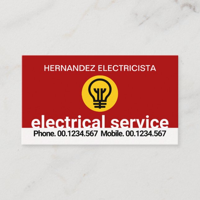 Tarjeta De Visita Impresionantes obras eléctricas de capas rojas (Anverso)
