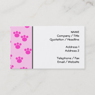 Tarjeta De Visita Impresiones animales de la pata. Rosa rosa claro y