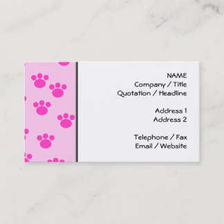 Tarjeta De Visita Impresiones animales de la pata. Rosa rosa claro y