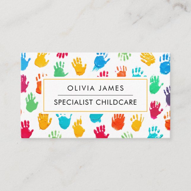 Tarjeta De Visita Impresiones manuales de niñera Guardería de niños  (Anverso)