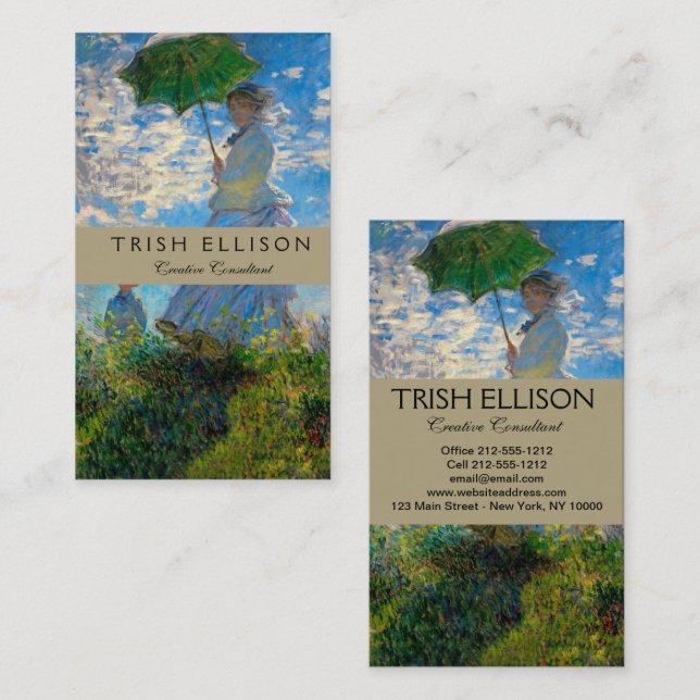 Tarjeta De Visita Impresionismo de Monet Woman Parasol (Anverso / Reverso)