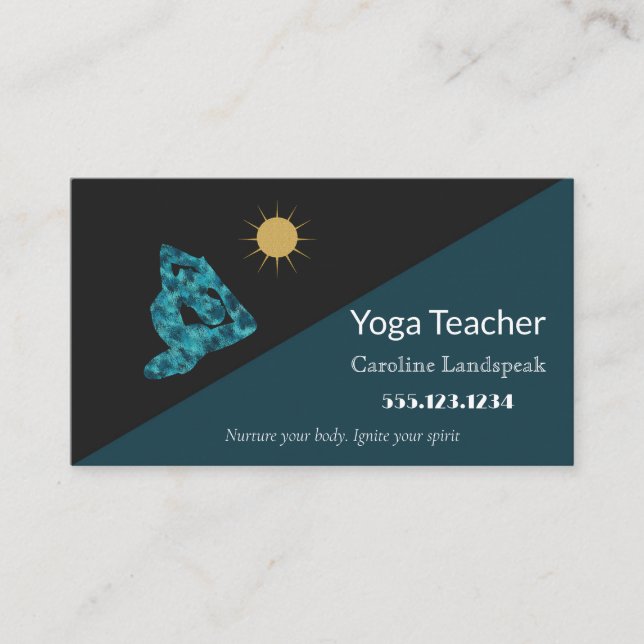 Tarjeta De Visita Impresionismo del profesor de yoga pintado azul Ve (Anverso)