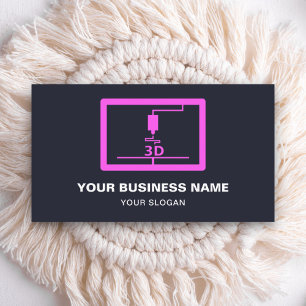 Tarjeta De Visita Impresora 3D Rosa Moderna