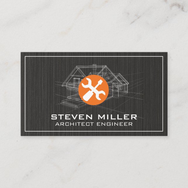 Tarjeta De Visita Imprimir azul de la casa | Arquitecto | Herramient (Anverso)