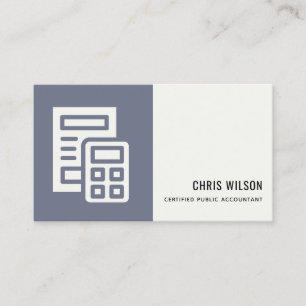 TARJETA DE VISITA IMPUESTO CONTABLE DE ICONO DE CÁLCULO AZUL GRIS M