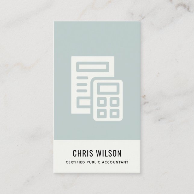 TARJETA DE VISITA IMPUESTO CONTABLE DE ICONO DE CÁLCULO AZUL GRIS MO (Anverso)