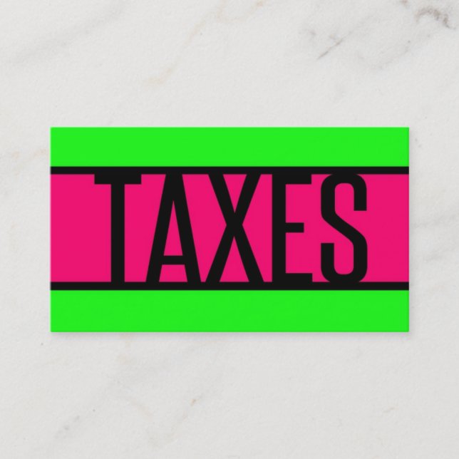 Tarjeta De Visita Impuestos Neon Green y Hot Pink (Anverso)