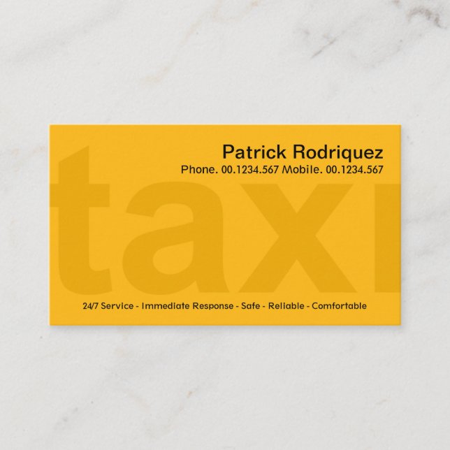 Tarjeta De Visita Impulsor Taxi privado de señalización Taxi Amarill (Anverso)