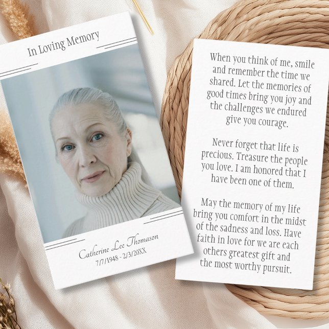 Tarjeta De Visita In Loving Memory Classic Photo Prayer Card (In Loving Memory Classic Photo Prayer Card
)