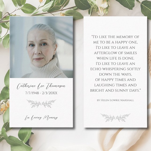 Tarjeta De Visita In Loving Memory Elegant Floral Photo Prayer Card (In Loving Memory Elegant Floral Photo Prayer Card
)