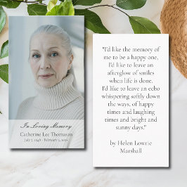 Tarjeta De Visita In Loving Memory Elegant Photo Prayer Cards
