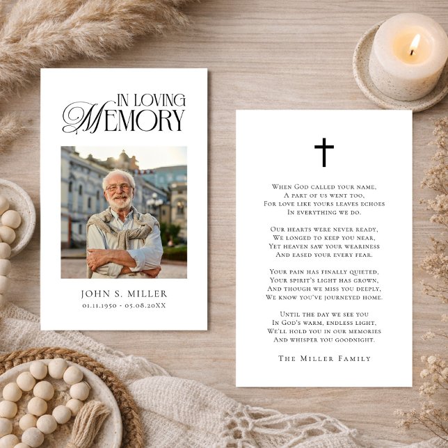 Tarjeta De Visita In Loving Memory Funeral Memorial Prayer Card (Subido por el creador)