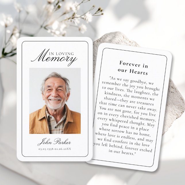 Tarjeta De Visita "In Loving Memory" Funeral Photo Prayer  ("In Loving Memory" Funeral Photo Prayer Business Card)