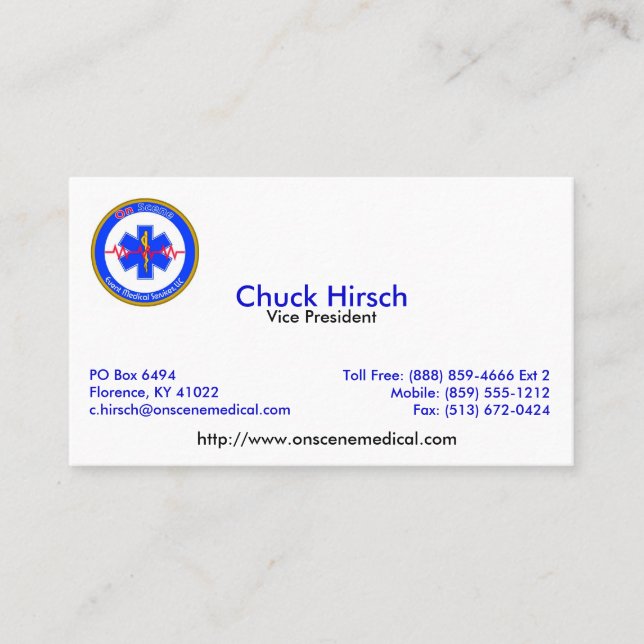 Tarjeta De Visita 'in sitú, tirada Hirsch, vicepresidente, PO BOX… (Anverso)