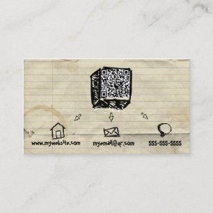 Tarjeta de visita incompleta del código de QR