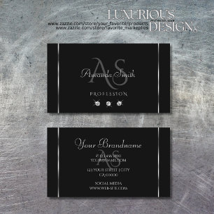 Tarjeta De Visita Incrustación de crudo negro con diamantes de plat
