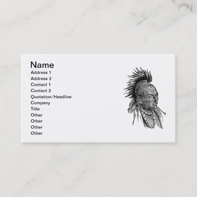 Tarjeta De Visita Indio americano (Anverso)
