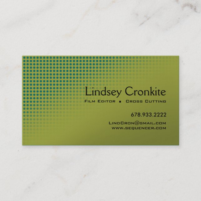 Tarjeta De Visita Industria del ocio de Hollywood del redactor de la (Anverso)