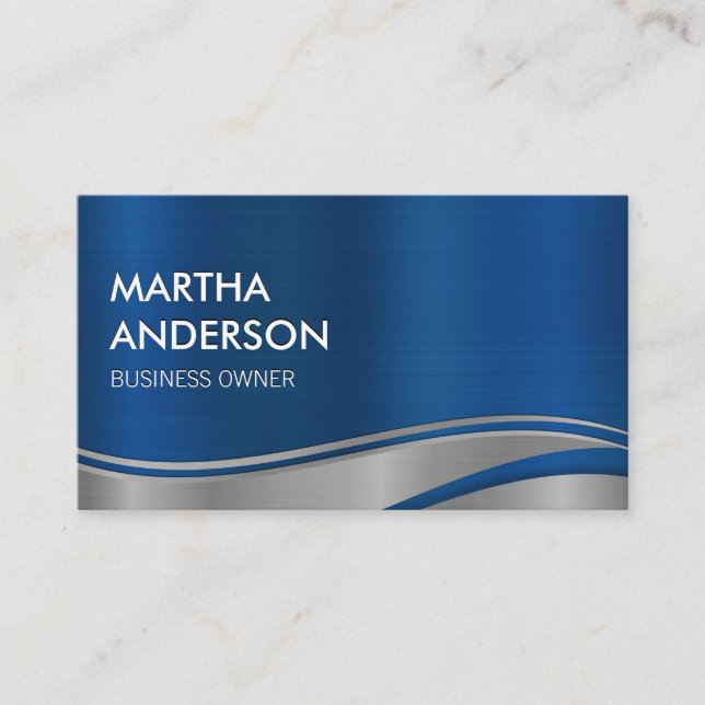 Tarjeta De Visita Industrial cepillado de gris azul metálico (Anverso)