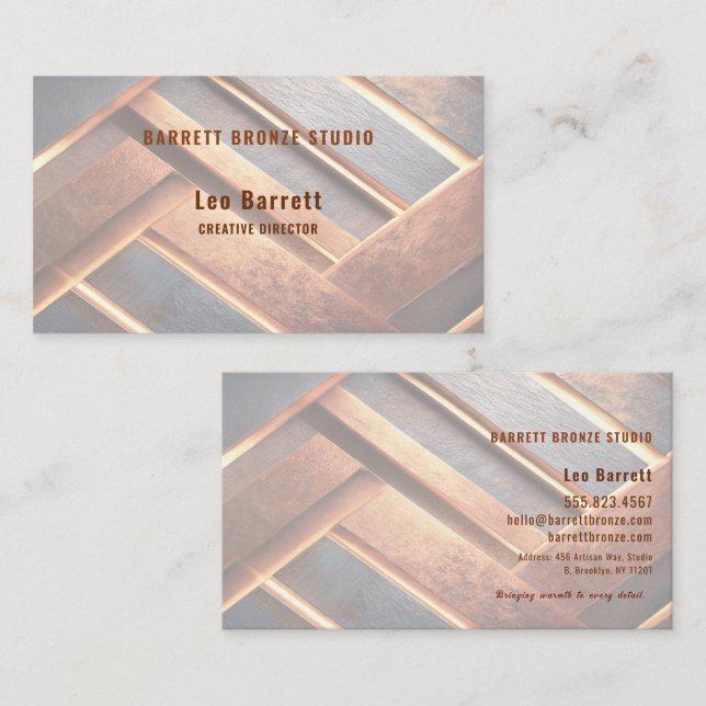Tarjeta De Visita Industrial Chic Copper Facet  (Anverso / Reverso)