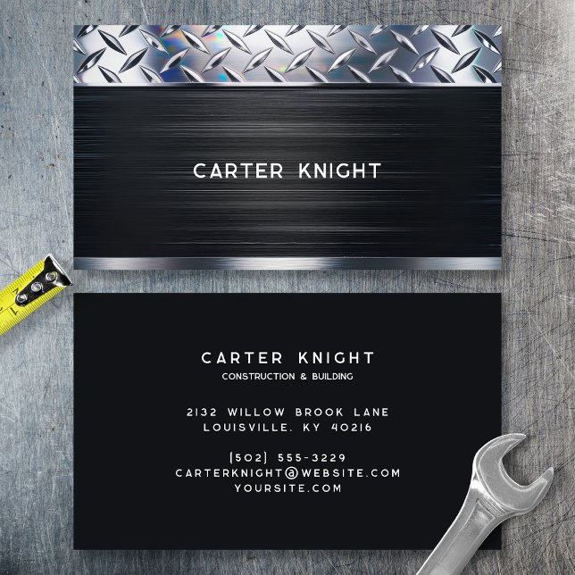 Tarjeta De Visita Industrial de placas de diamante Metalizado negro (Subido por el creador)