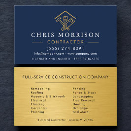 Tarjeta De Visita Industrial Navy Blue Gold Metal Home Improvement