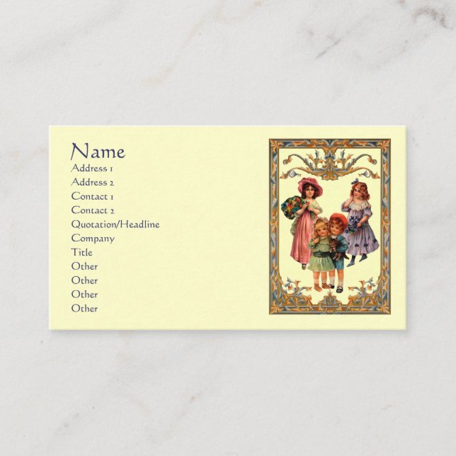 Tarjeta de visita infantil victoriana de arte vint (Anverso)