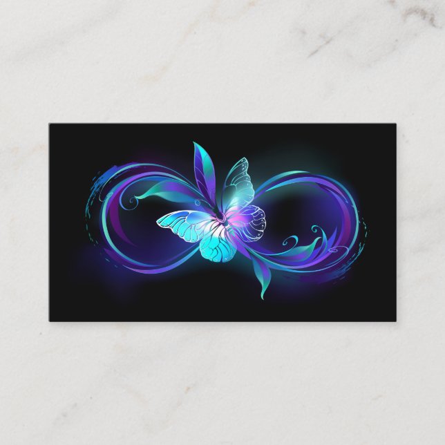 Tarjeta De Visita Infinito brillante con mariposa mágica (Anverso)