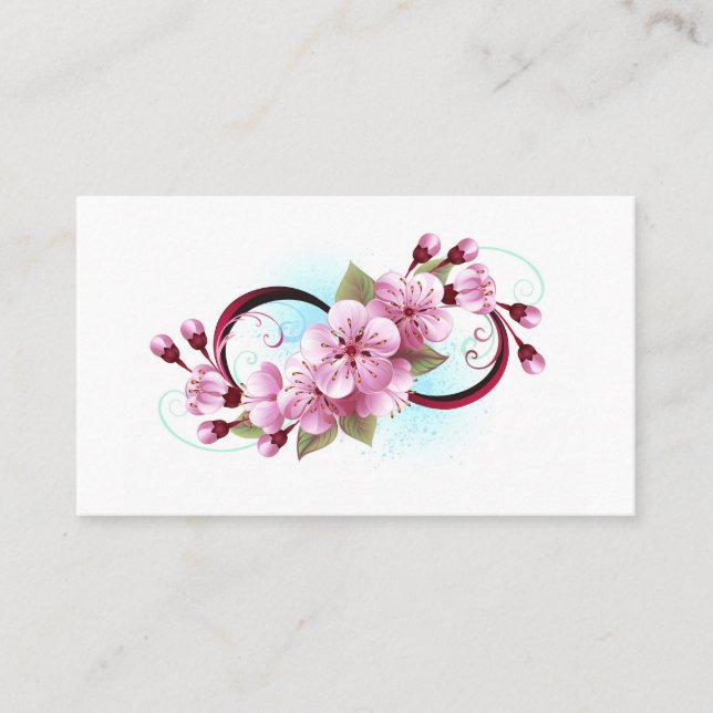 Tarjeta De Visita Infinito con las flores de flores de Sakura Blosso (Anverso)