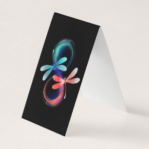 Tarjeta De Visita Infinito con libélulas brillantes