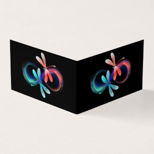 Tarjeta De Visita Infinito con libélulas brillantes