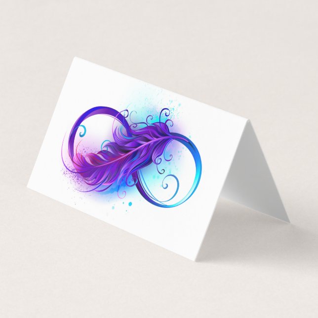 Tarjeta De Visita Infinito con plumas púrpura (Anverso)