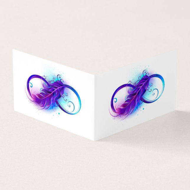 Tarjeta De Visita Infinity with Purple Feather (Exterior)