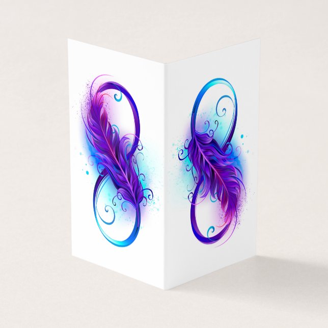 Tarjeta De Visita Infinity with Purple Feather (Exterior)