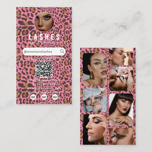 Tarjeta De Visita Influencer Beauty Makeup Artist Hair Leopard Print (Anverso / Reverso)