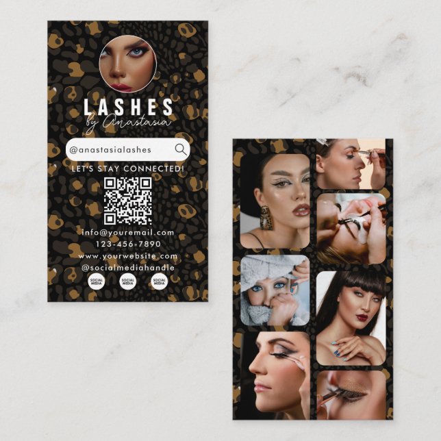 Tarjeta De Visita Influencer Beauty Makeup Artist Hair Leopard Print (Anverso / Reverso)