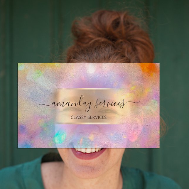 Tarjeta De Visita Influencer Blue Gold Dris Holographic (FlorenceK Studio )