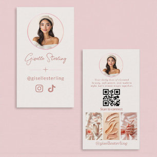 Tarjeta De Visita Influencer de redes sociales de rosa moderno