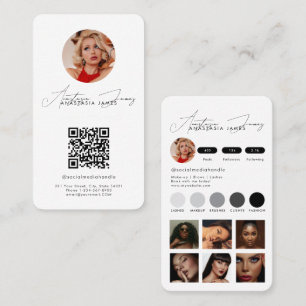Tarjeta De Visita Influencer Feed Grid Medios Sociales Código QR Bla