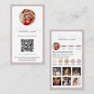 Tarjeta De Visita Influencer Feed Grid Medios Sociales Código QR Ros